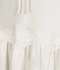 GB Tie Front V-Neck Lace Trim Mini Dress