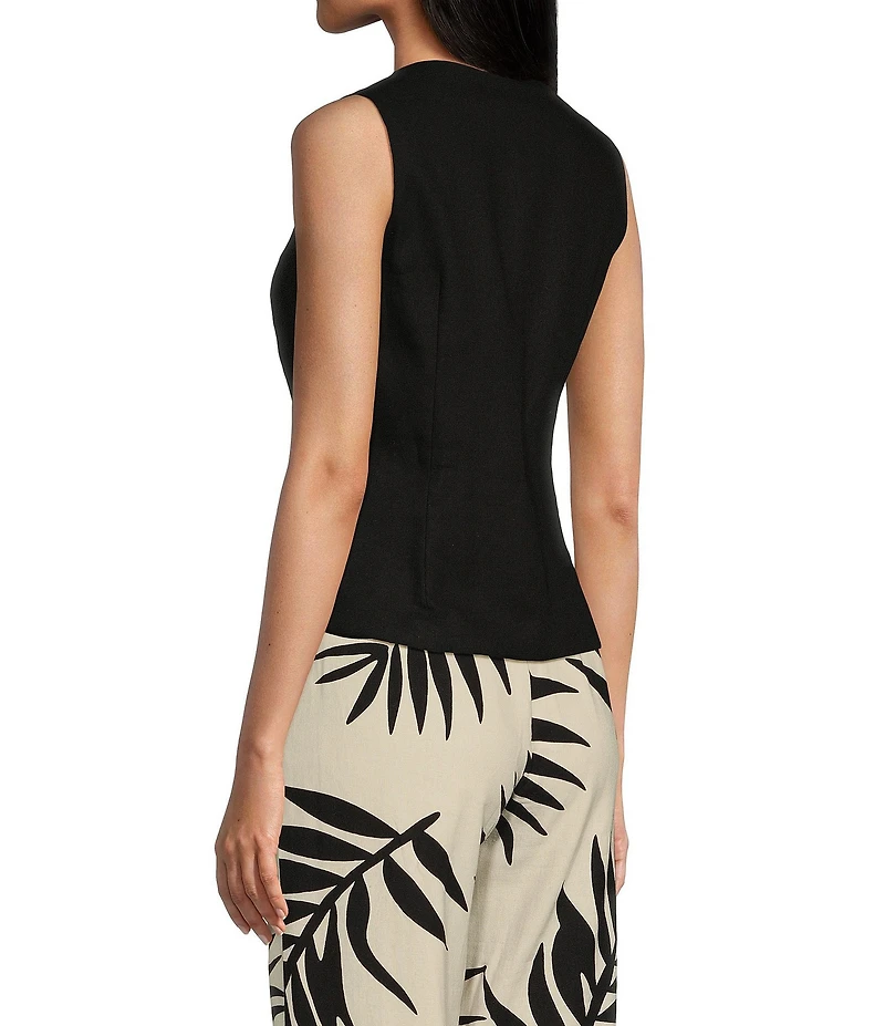GB Tie Front Coordinating Linen Blend Vest