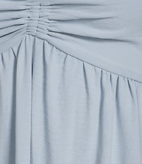 GB Tie Neck Short Sleeve Tiered Midi Dress