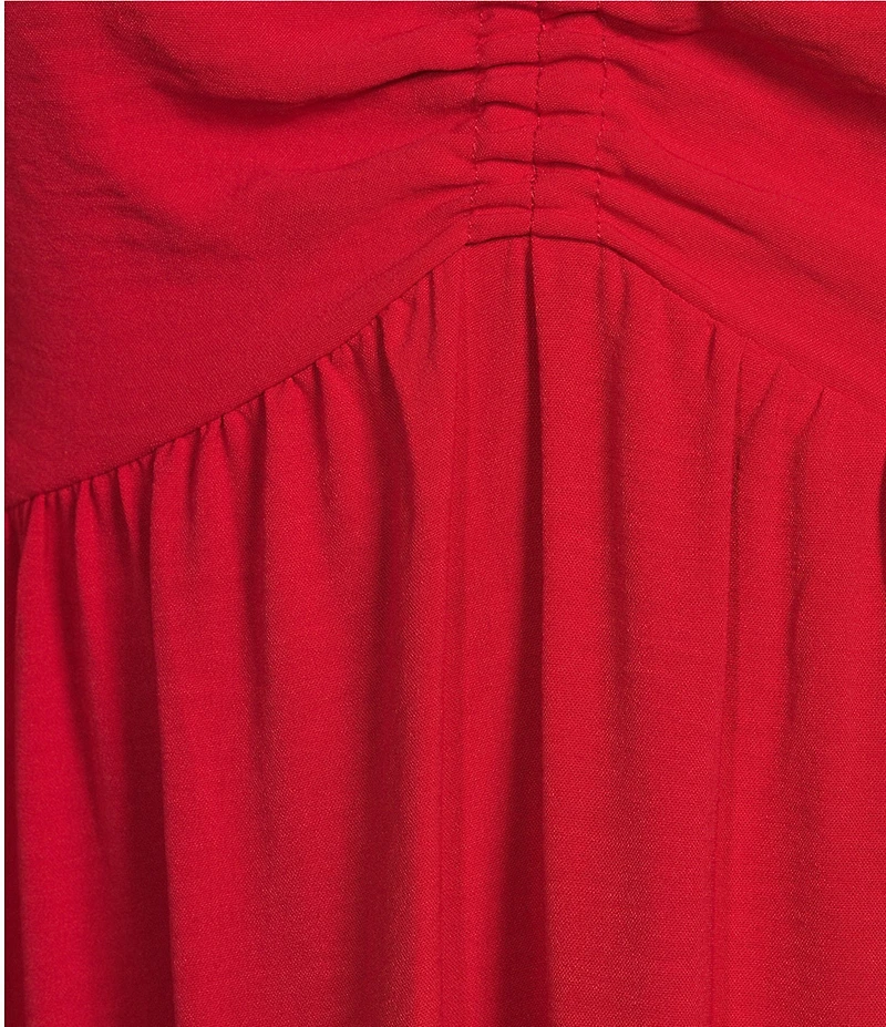 GB Tie Neck Short Sleeve Tiered Midi Dress
