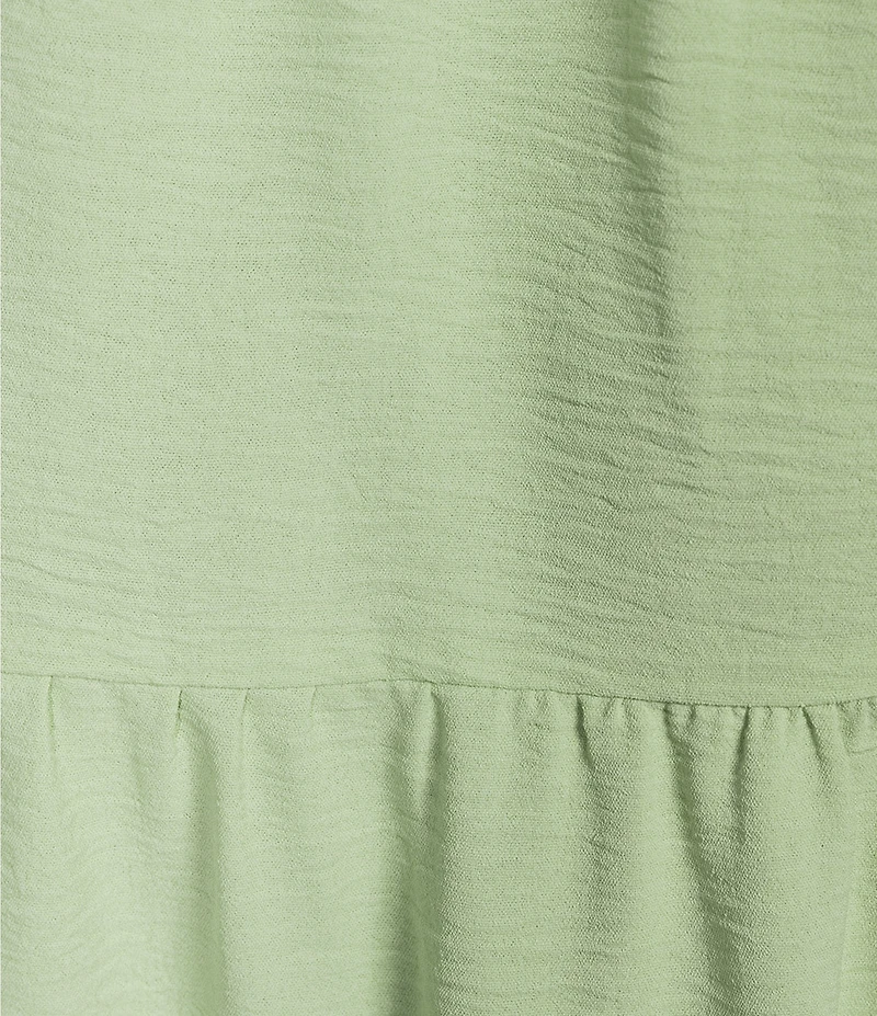 GB Tie Neck Short Sleeve Tiered Midi Dress
