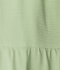 GB Tie Neck Short Sleeve Tiered Midi Dress