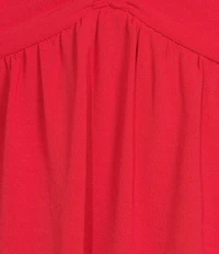 GB Tie Neck Short Sleeve Tiered Midi Dress