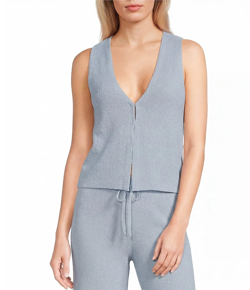 GB V-Neck Hook Front Coordinating Knit Sweater Vest