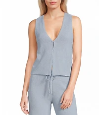 GB V-Neck Hook Front Coordinating Knit Sweater Vest