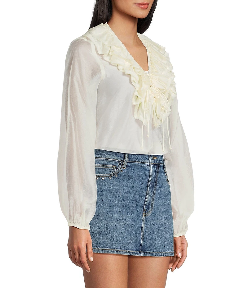 GB V-Neck Long Sleeve Ruffle Top