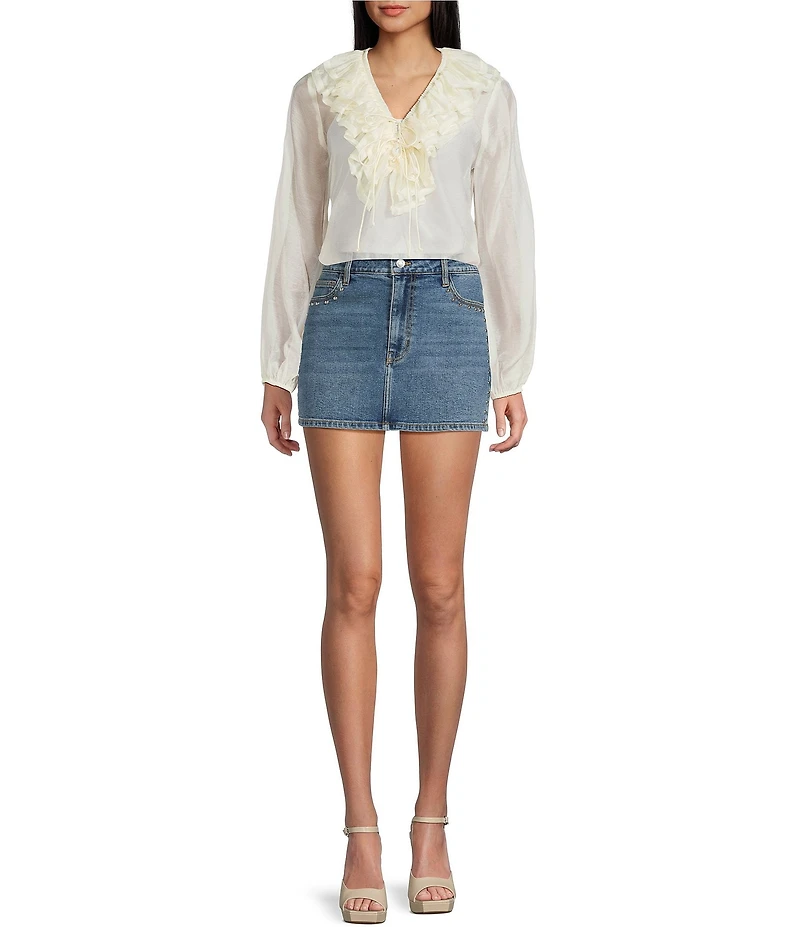 GB V-Neck Long Sleeve Ruffle Top