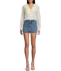 GB V-Neck Long Sleeve Ruffle Top