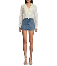 GB Ruffle V-Neck Long Sleeve Top