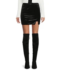 GB Velvet Slit Mini Skirt