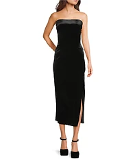 GB Velvet Strapless Midi Dress