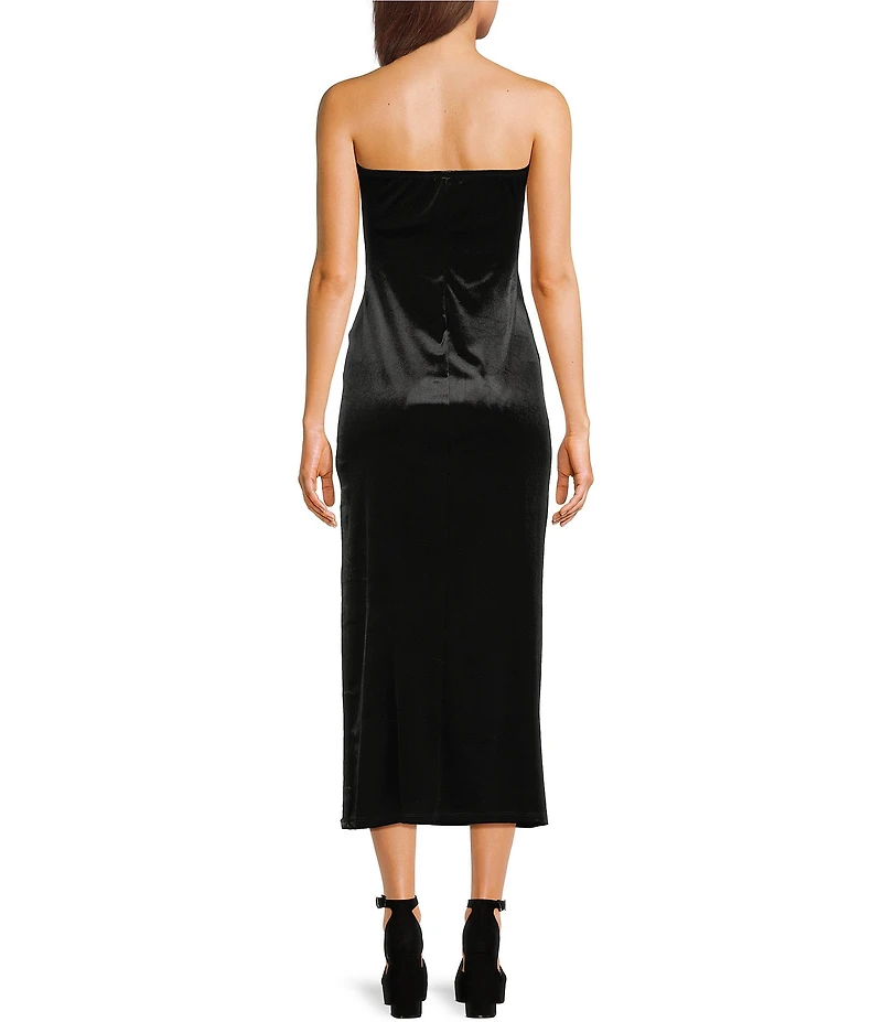 GB Velvet Strapless Midi Dress