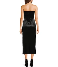 GB Velvet Strapless Midi Dress