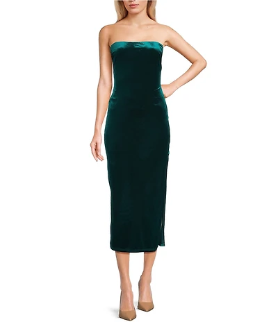 GB Velvet Strapless Midi Dress
