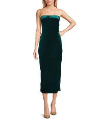 GB Velvet Strapless Midi Dress