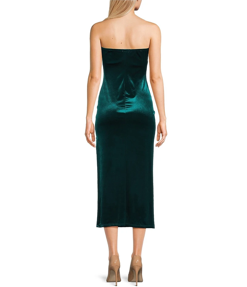 GB Velvet Strapless Midi Dress