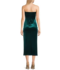 GB Velvet Strapless Midi Dress