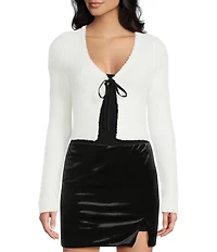 GB Velvet Tie Front Sweater