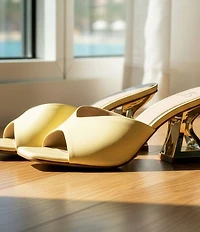 GB Vibe-Check Leather Sculpted Heel Slide Sandals