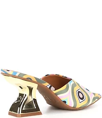 GB Vibe-Check Retro Print Satin Sculpted Heel Dress Slide Sandals