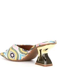 GB Vibe-Check Retro Print Satin Sculpted Heel Dress Slide Sandals