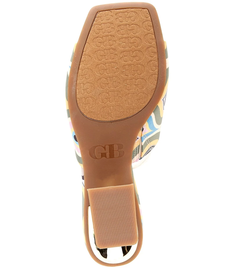 GB Vibe-Check Retro Print Satin Sculpted Heel Dress Slide Sandals