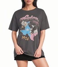 GB Waylon Jennings Texas Oversized Western Graphic Tee