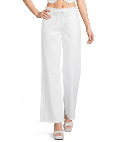 GB Wide Leg Tie Waist Denim Pants