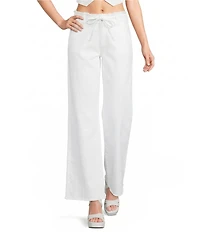 GB Wide Leg Tie Waist Denim Pants