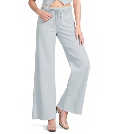 GB Coordinating Wide Leg Tie Waist Denim Pants