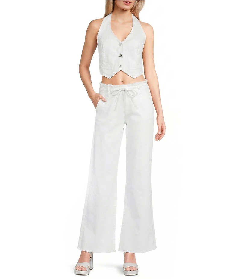 GB Wide Leg Tie Waist Denim Pants