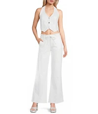 GB Wide Leg Tie Waist Denim Pants