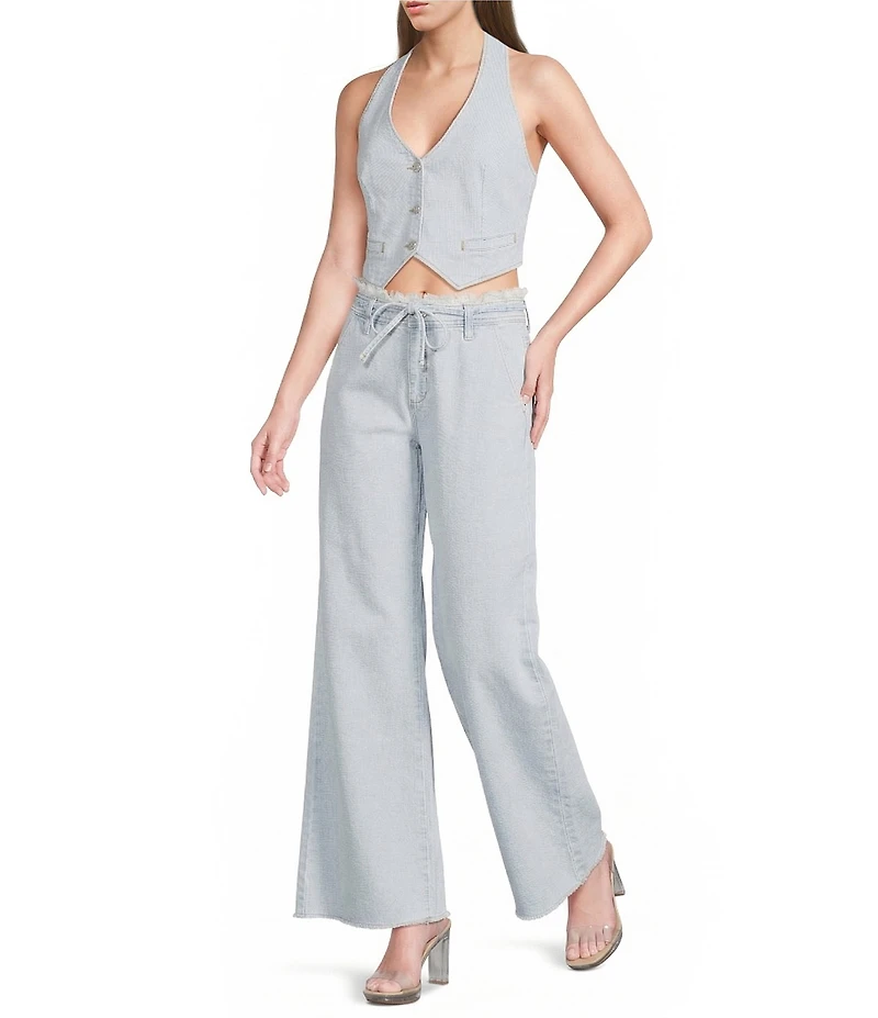 GB Coordinating Wide Leg Tie Waist Denim Pants