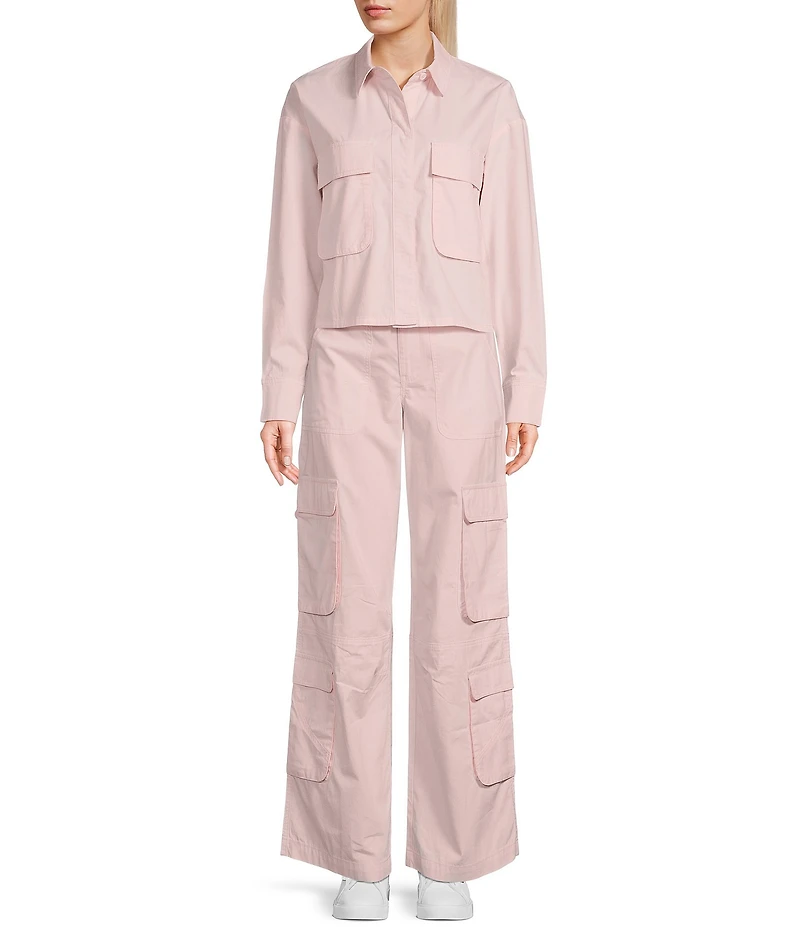 GB Woven Button-Front Cargo Coordinating Top