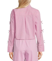 GB Woven Long Sleeve Bow Button-Front Top