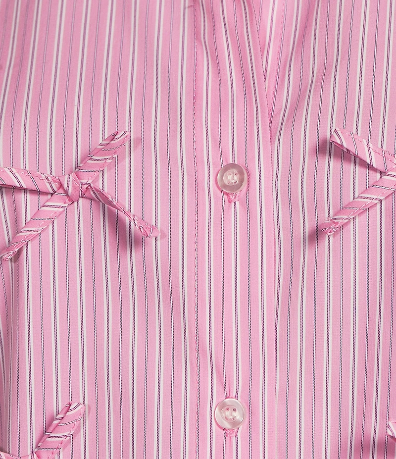 GB Woven Long Sleeve Bow Button-Front Top