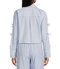 GB Woven Long Sleeve Bow Button-Front Top
