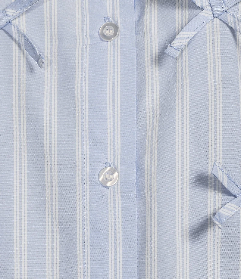 GB Woven Long Sleeve Bow Button-Front Top