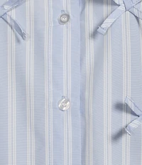 GB Woven Long Sleeve Bow Button-Front Top