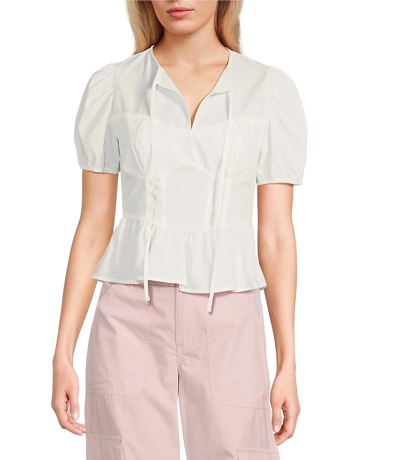 GB Woven Peplum Poplin Top