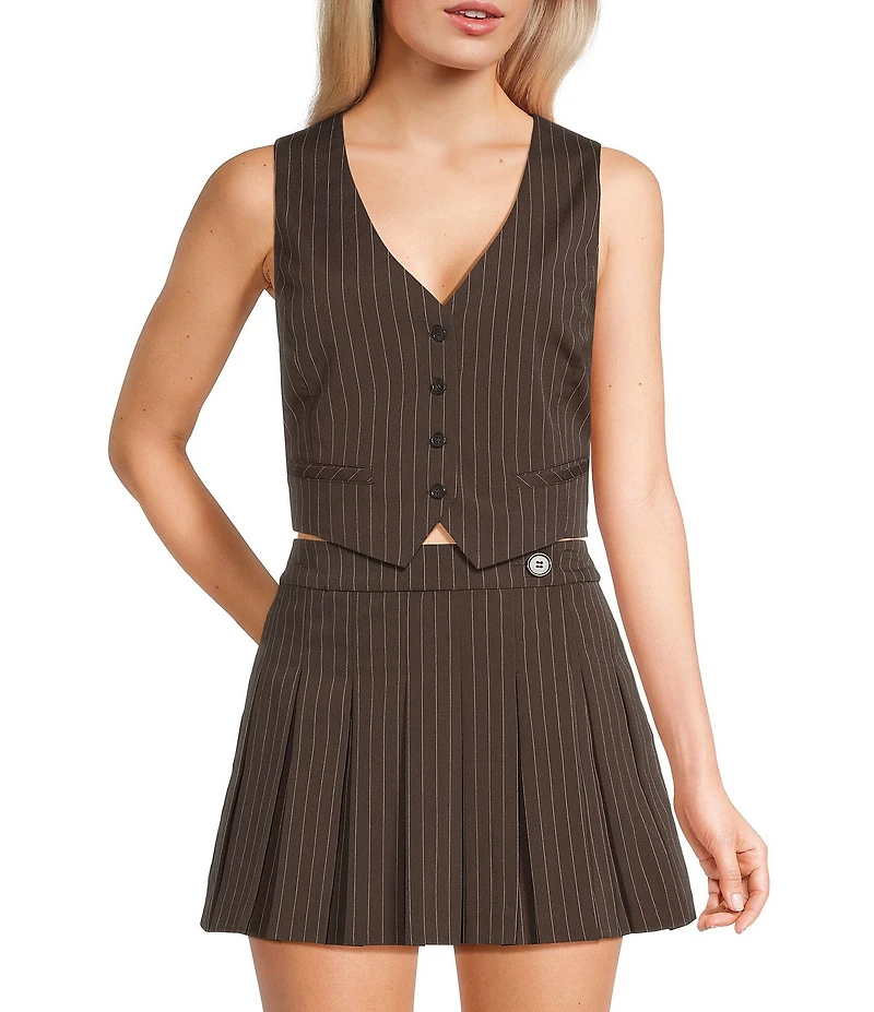 GB Woven Coordinating Pinstripe Vest Top