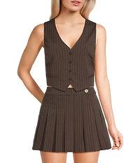 GB Woven Coordinating Pinstripe Vest Top