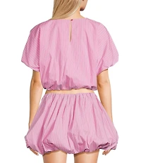 GB Woven Stripe Poplin Puff Coordinating Blouse