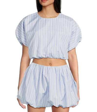 GB Woven Stripe Poplin Puff Coordinating Blouse