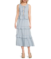GB Woven Tie Front 3D Lace Coordinating Top