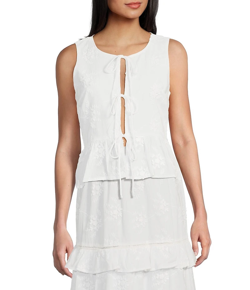 GB Woven Tie Front 3D Lace Coordinating Top