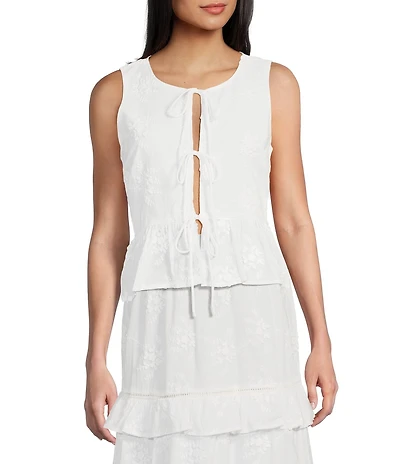 GB Woven Tie Front 3D Lace Coordinating Top
