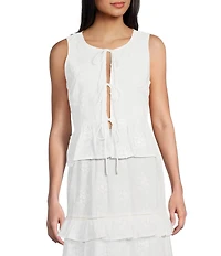 GB Woven Tie Front 3D Lace Coordinating Top