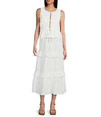 GB Woven Tie Front 3D Lace Coordinating Top