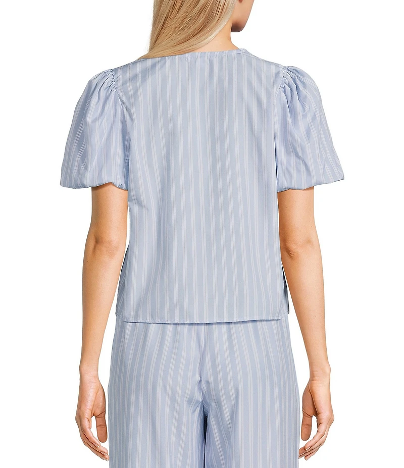 GB Woven Tie-Front Coordinating Stripe Top